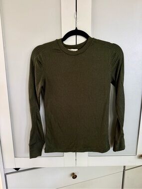 Madewell Olive Ribbed Long-Sleeve Crew